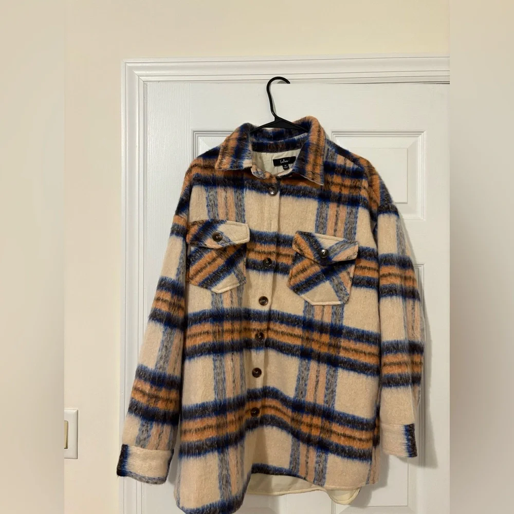 Cozy Callings Beige Multi Plaid Shacket - Picture 7 of 8